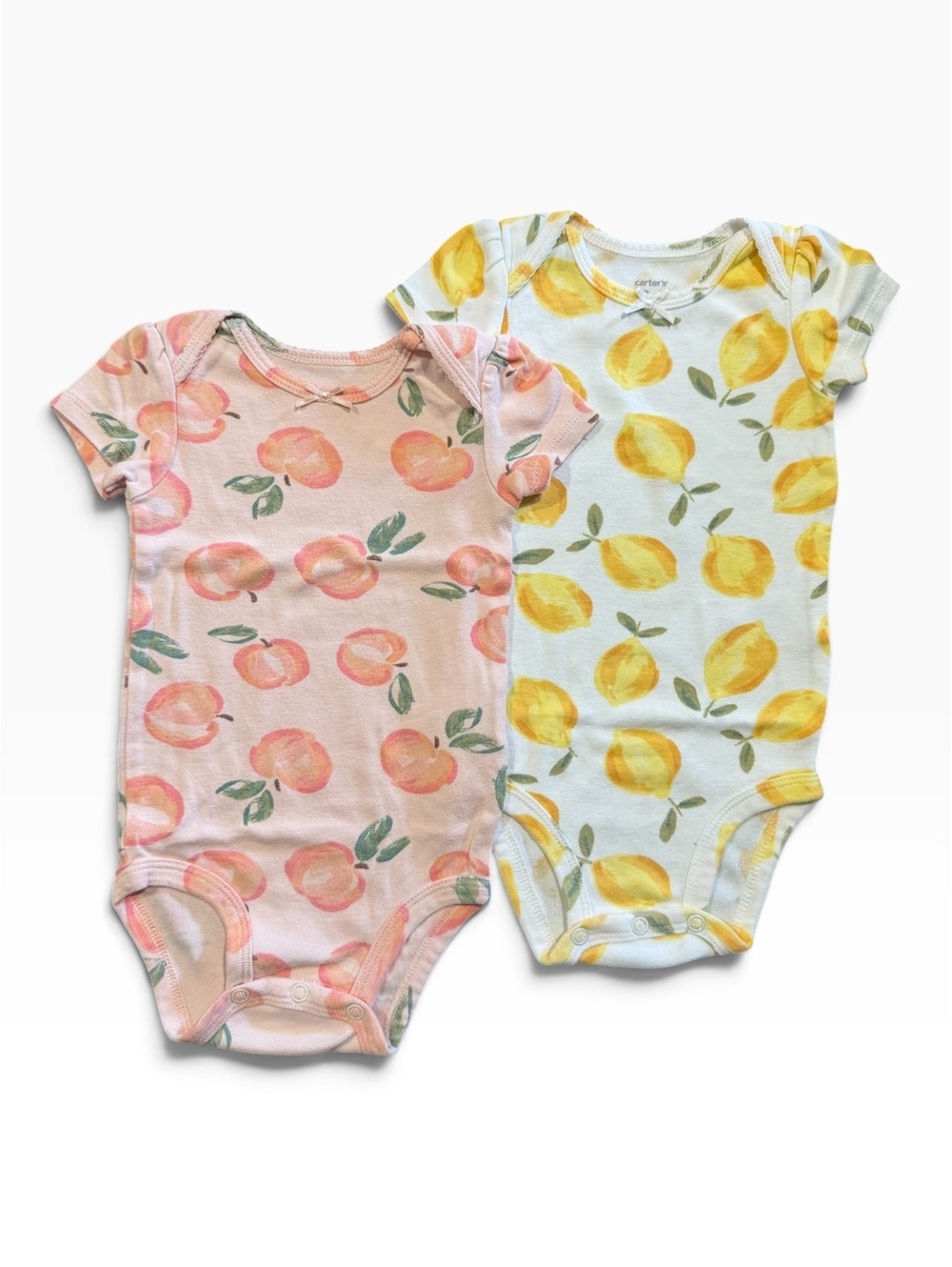 Carter's Baby Bodysuit Set, 9 Months, Peach and Lemon Print